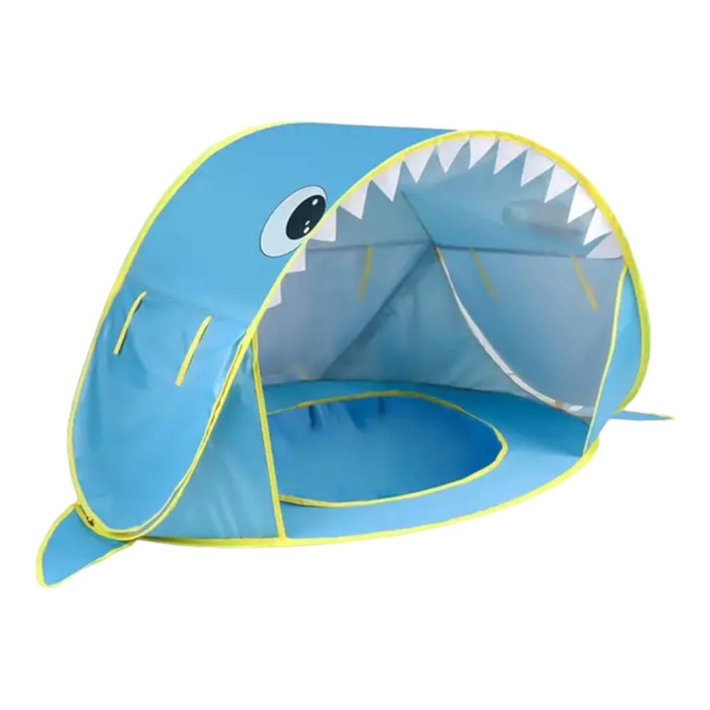 Shark Head Design Baby Beach Tent with Water Pool, Blue & Pink