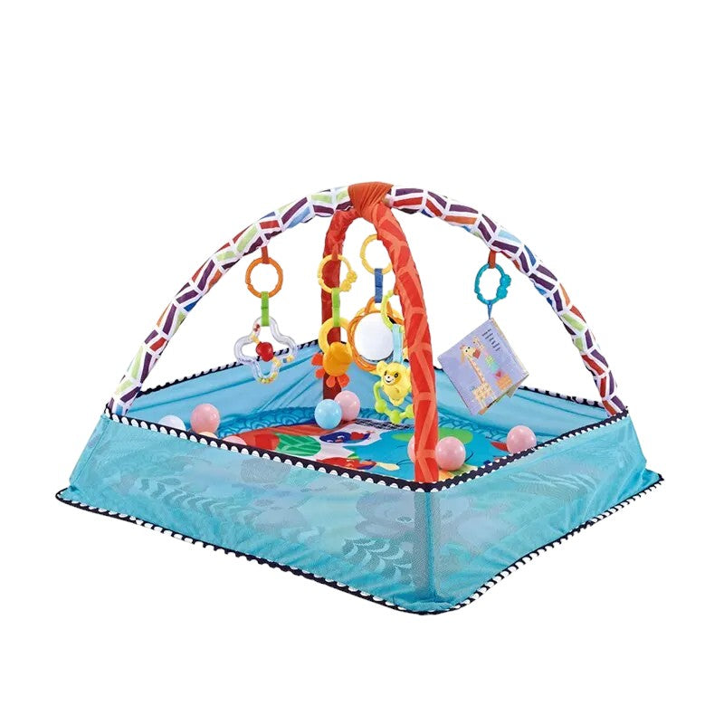 Baby Play Mat with Hanging Toys – Washable, Soft & Sensory-Friendly