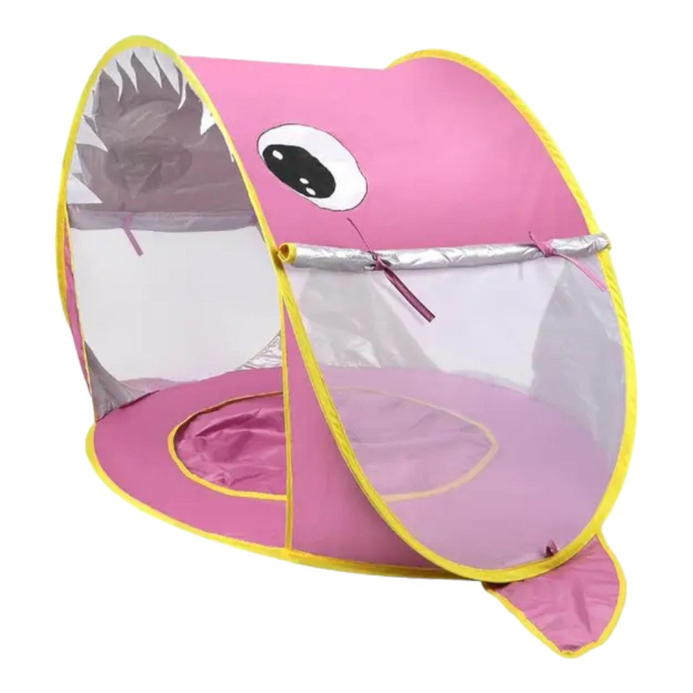 Shark Head Design Baby Beach Tent with Water Pool, Blue & Pink