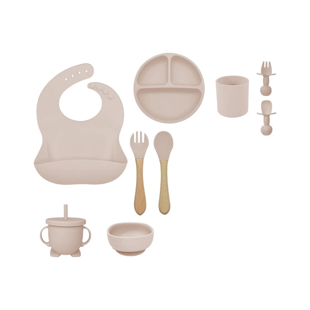10-Piece Baby Feeding Set, Silicone Plates, Bowl, Bibs, Spoon