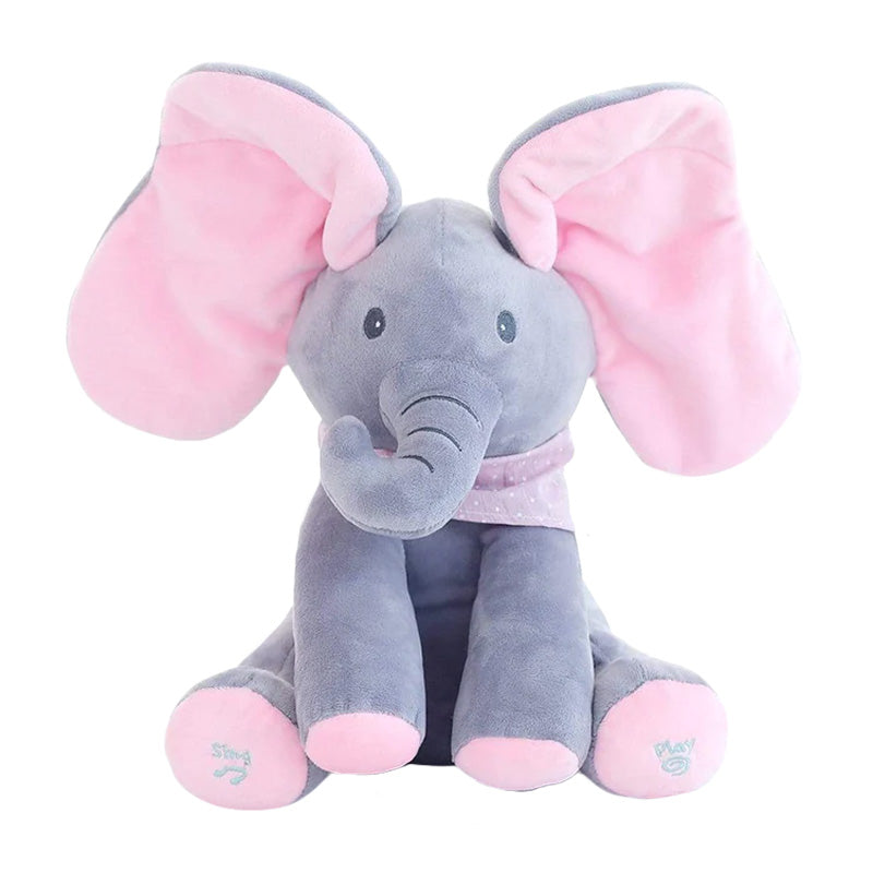 Interactive Musical Peekaboo Elephant Toy Moving Ears Singing Voice