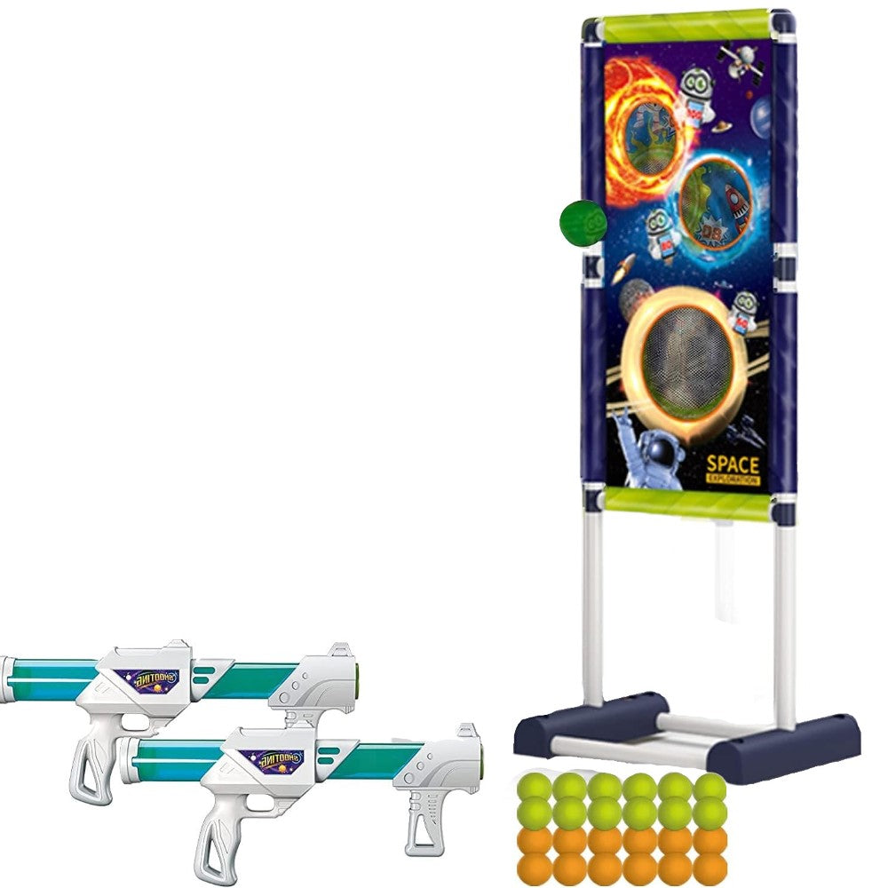 Dual Foam Ball Blaster Toy Set With Target Indoor & Outdoor Play