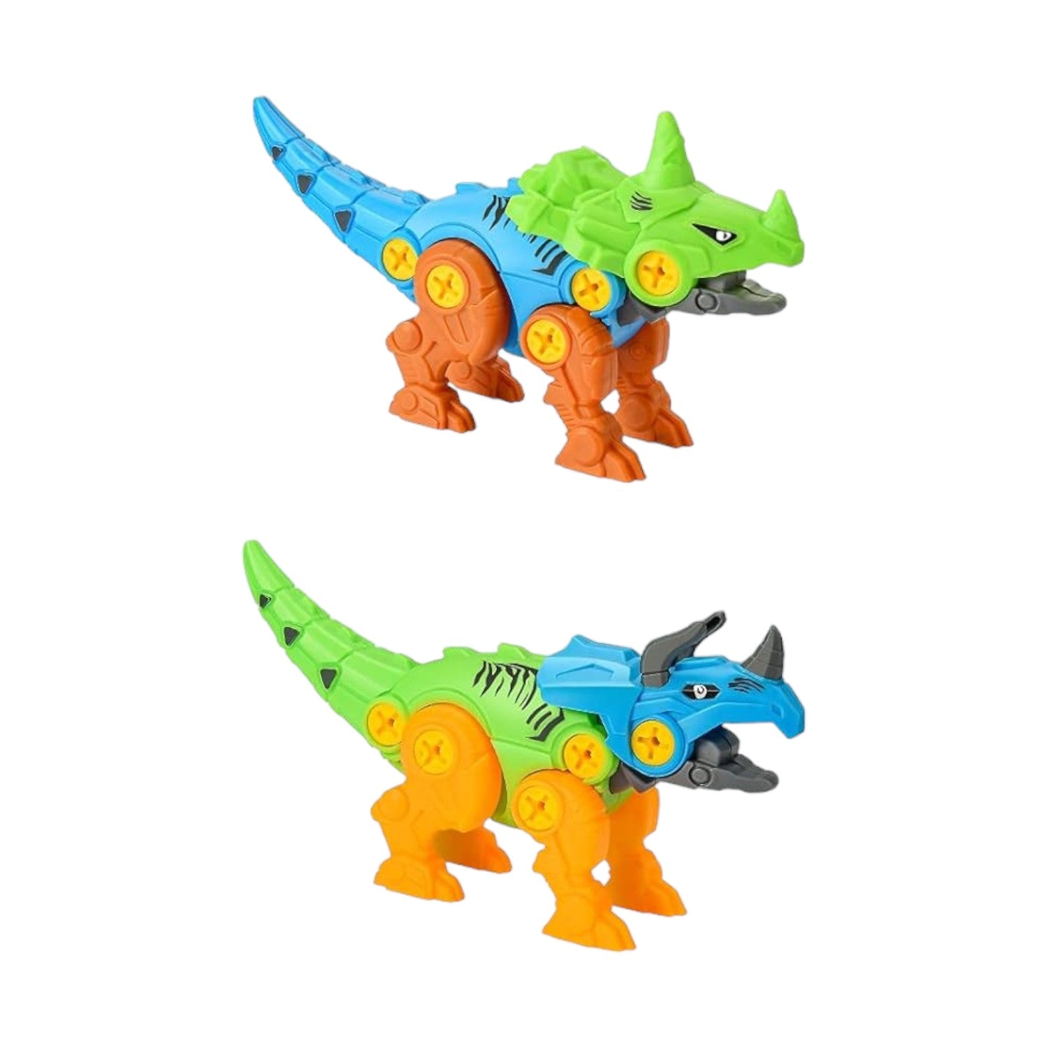 4-Pack Dinosaur Construction Toy Set with Screwdriver & Tools