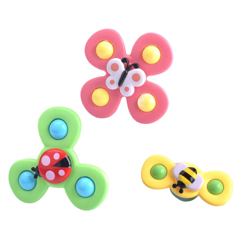 3 Baby Suction Spinner Toys Rotating Sensory Animal Set