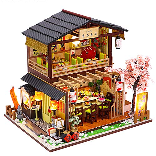 DIY Miniature Dollhouse Kit with LED Lights, Dust Cover, and Music