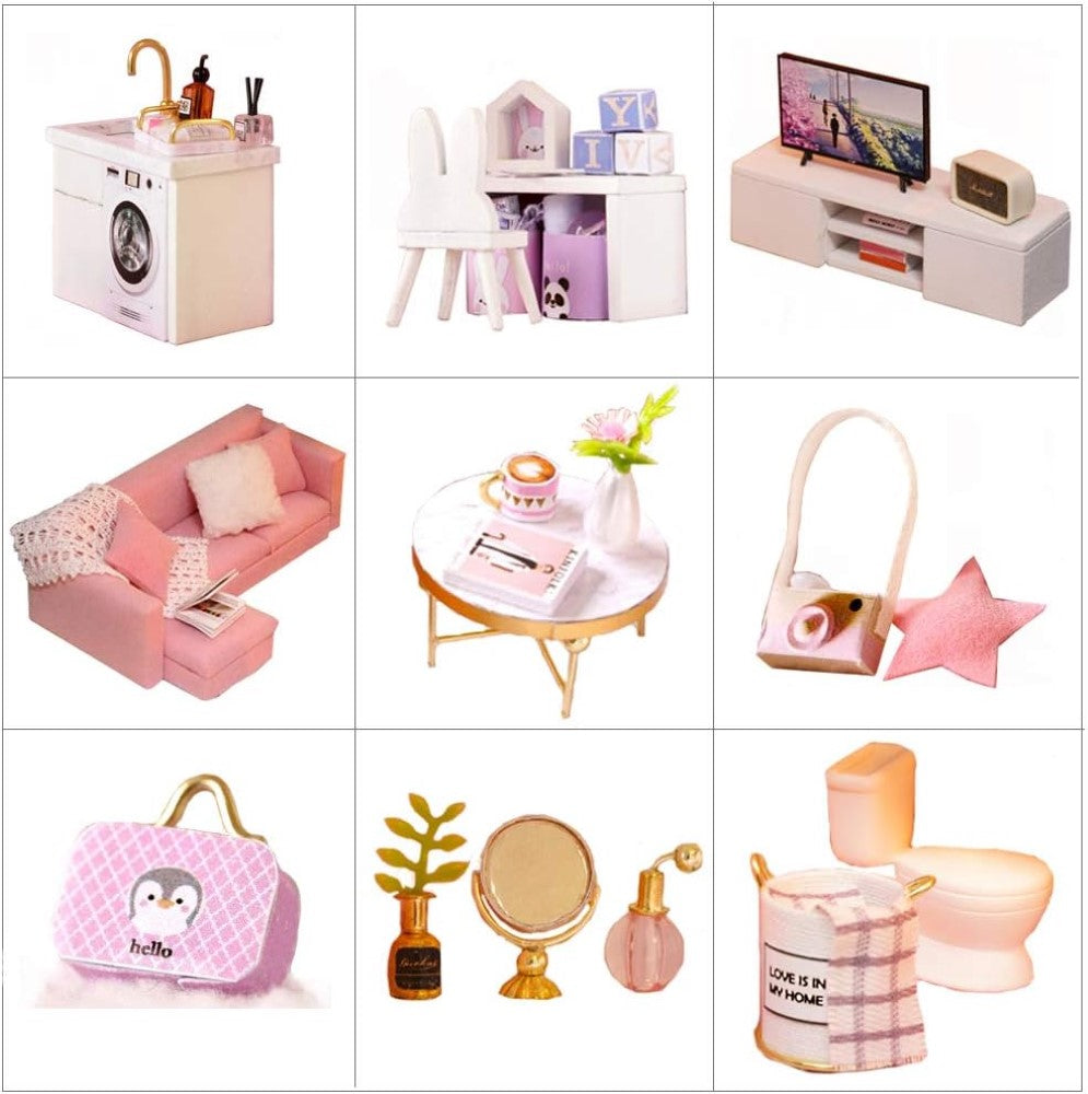 DIY Dollhouse Building Kit with Creative Room Designs & Decor