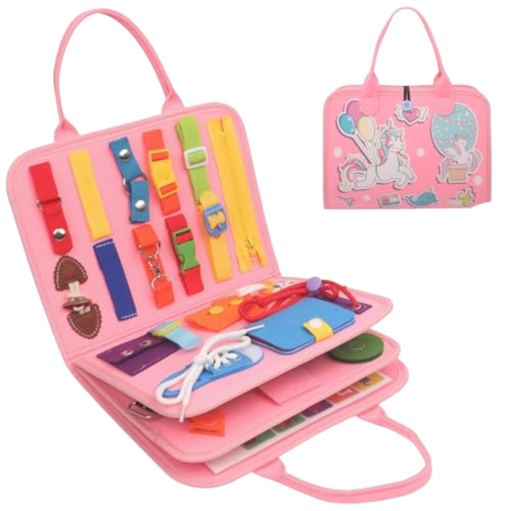 Busy Board /Backpack 4 Layers, Fine Motor Skills, Travel Toy