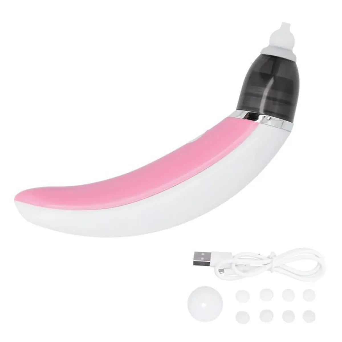 Electric Baby Nose Aspirator with Silicone Tip, Rose & White