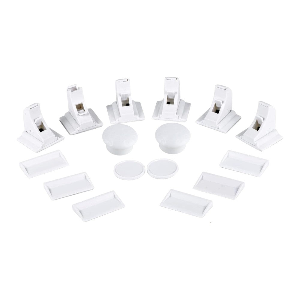 Magnetic Child Locks 6 Pack, Adhesive & Hidden Cabinet Latches