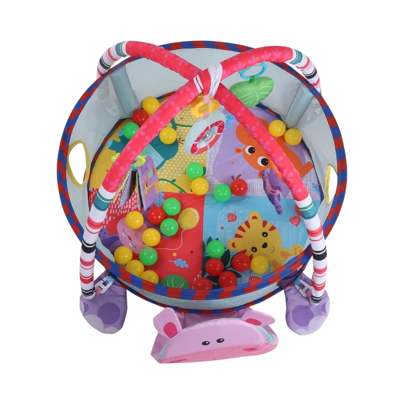 3-in-1 Baby Play Mat with Ball Pool, Hanging Toys