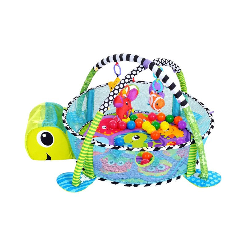 3-in-1 Baby Play Mat with Ball Pool, Hanging Toys