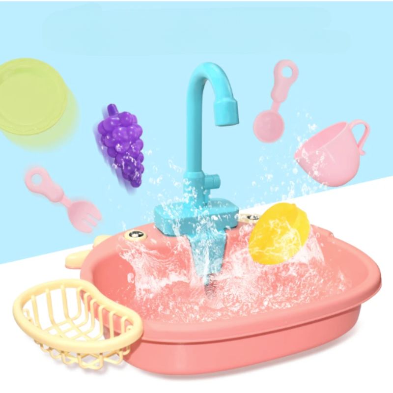 Electric Kitchen Sink Toy Set – Mini Pretend Dishwasher & Accessories