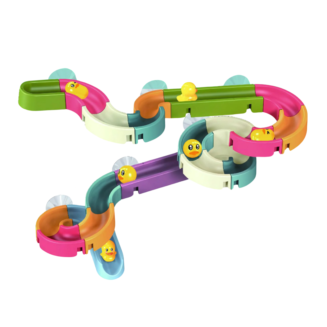 Toddler Bath Toy Duck Waterslide Set 34 Pieces & Customizable