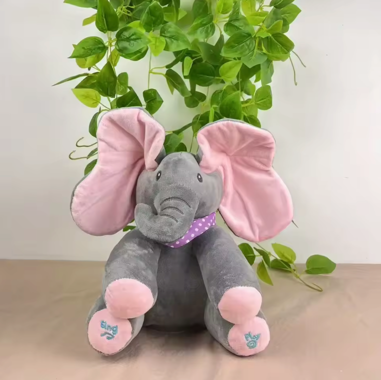 Interactive Musical Peekaboo Elephant Toy Moving Ears Singing Voice