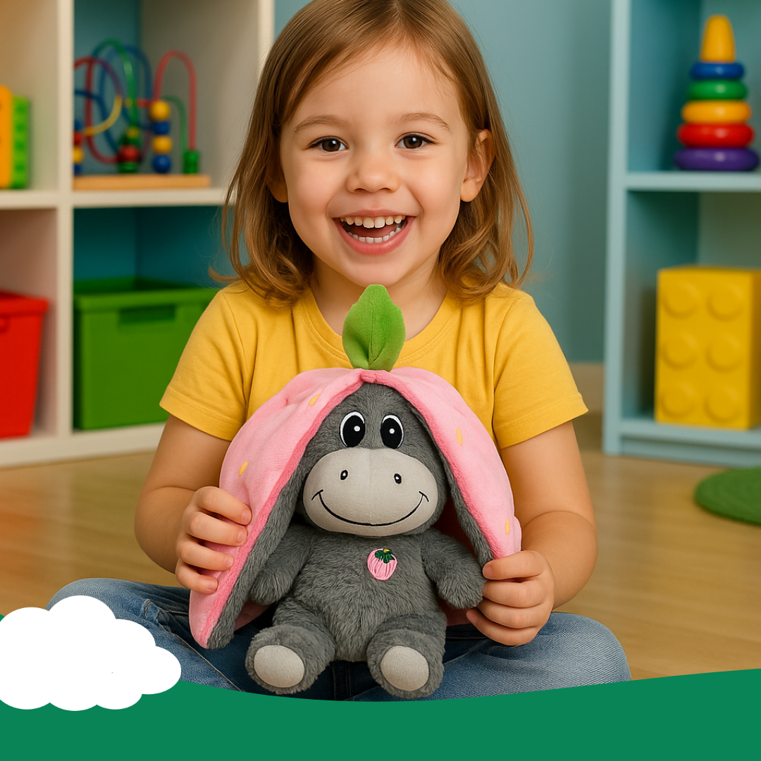 Donkey Breathing Plush – Fruit Themed Big Ears Sleep Toy with Motion