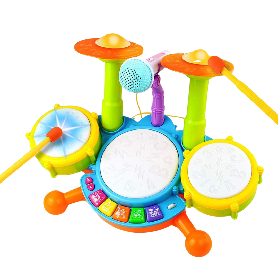 Baby Drum Set Toy 3-in-1 Musical Instrument with Lights & Sound