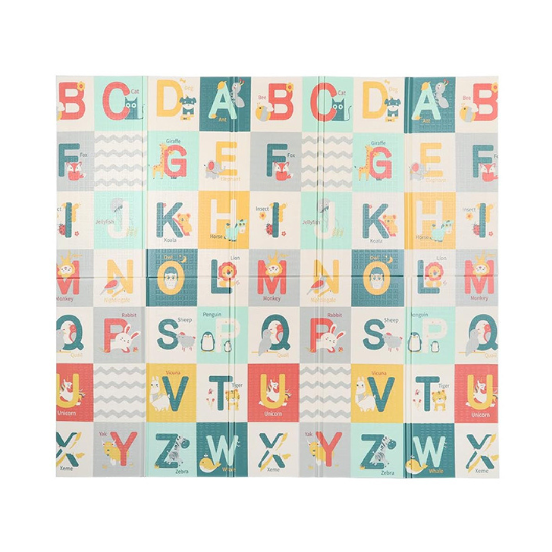 Foldable Baby Play Mat Waterproof Reversible Letters Numbers Foam