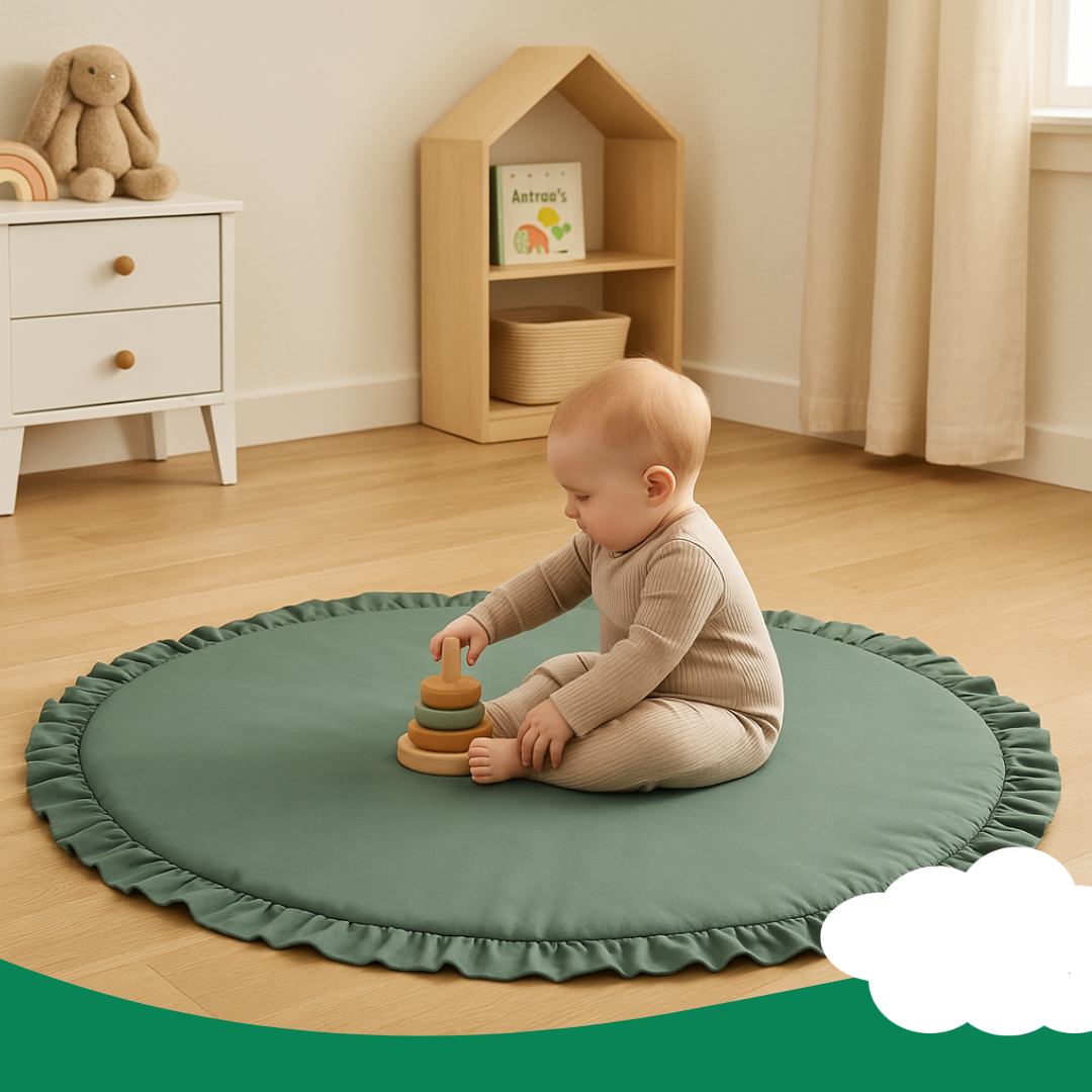 Round Cotton Play Tent Mat, Soft Nordic-Style Cushion for Kids’ Rooms