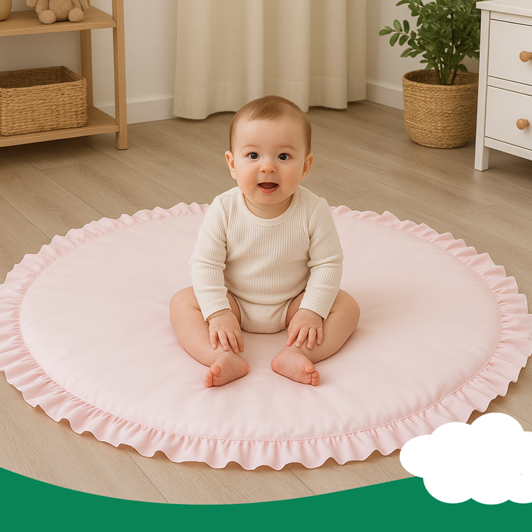 Round Cotton Play Tent Mat, Soft Nordic-Style Cushion for Kids’ Rooms