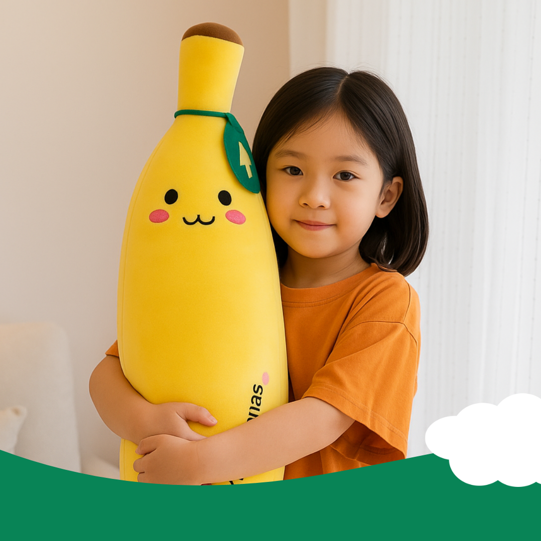 Happy Banana Plush Pillow – 4 Sizes (13.8, 19.7, 27.6, 31.5 inches)