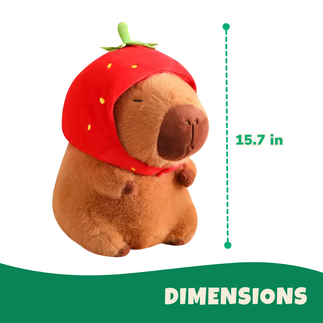 Capybara Plush Strawberry Hat or Turtle Backpack, Cotton 15.7 inches