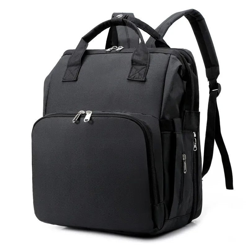 Backpack with Foldable Crib, USB Port, Bottle Holder