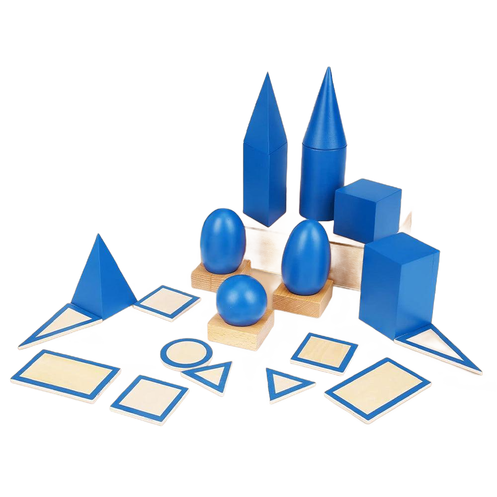 3D Geometric Solids – Durable Wooden Math Learning Set