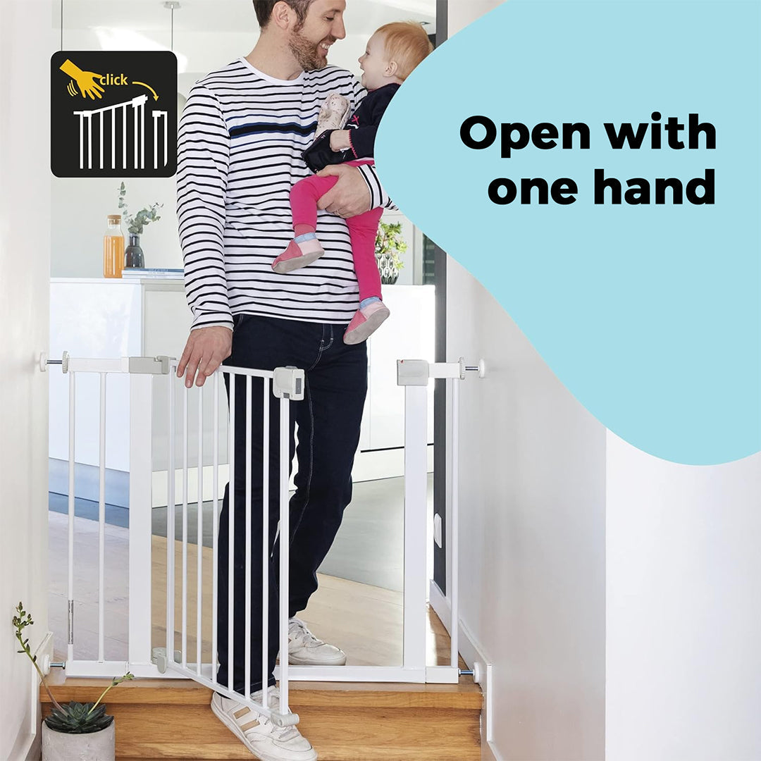 Auto-Closing Baby Gate – One-Hand Operation, Pressure-Mounted