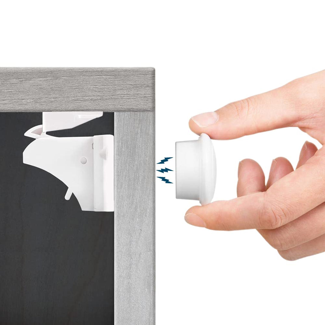 Magnetic Child Locks 6 Pack, Adhesive & Hidden Cabinet Latches