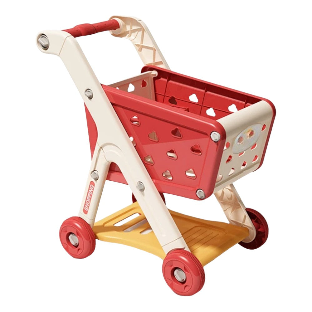 Mini Supermarket Shopping Cart Toy - Pushable Wooden Trolley for Kids