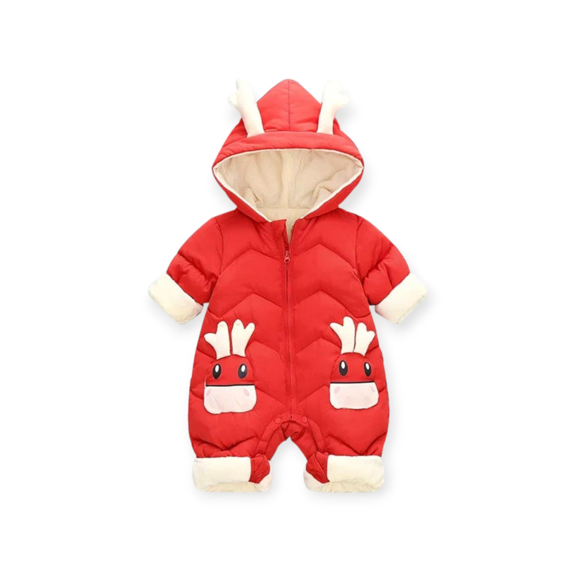 Hooded Baby Romper with Ears Warm Winter Jumpsuit 6M- 3 years