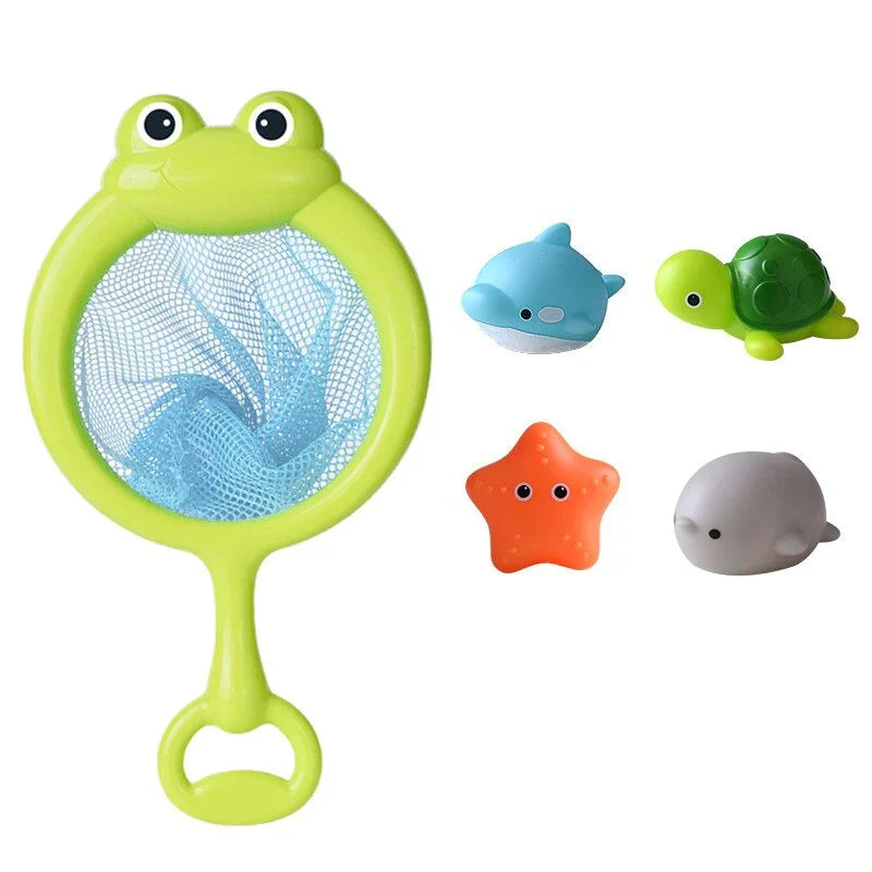 Light-Up Sea Animals Bath Toy Set With Net And Fishing Rod Toddlers