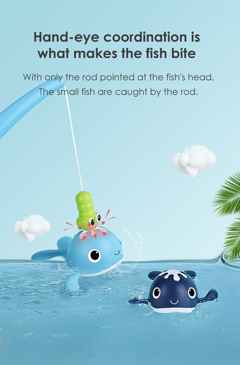 Light-Up Sea Animals Bath Toy Set With Net And Fishing Rod Toddlers