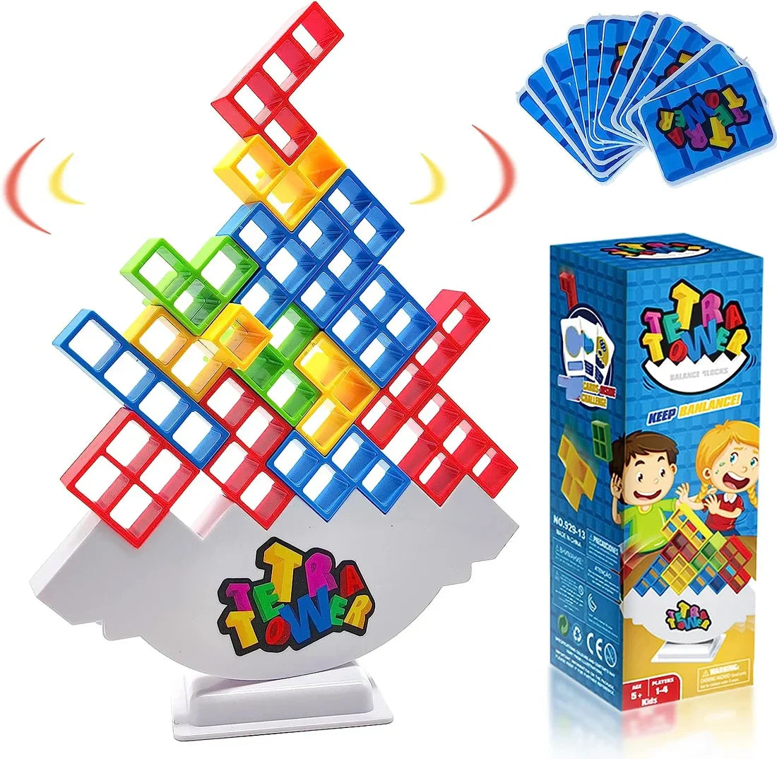 Montessori Balance Game with Tetromino Shapes and Rotating Base
