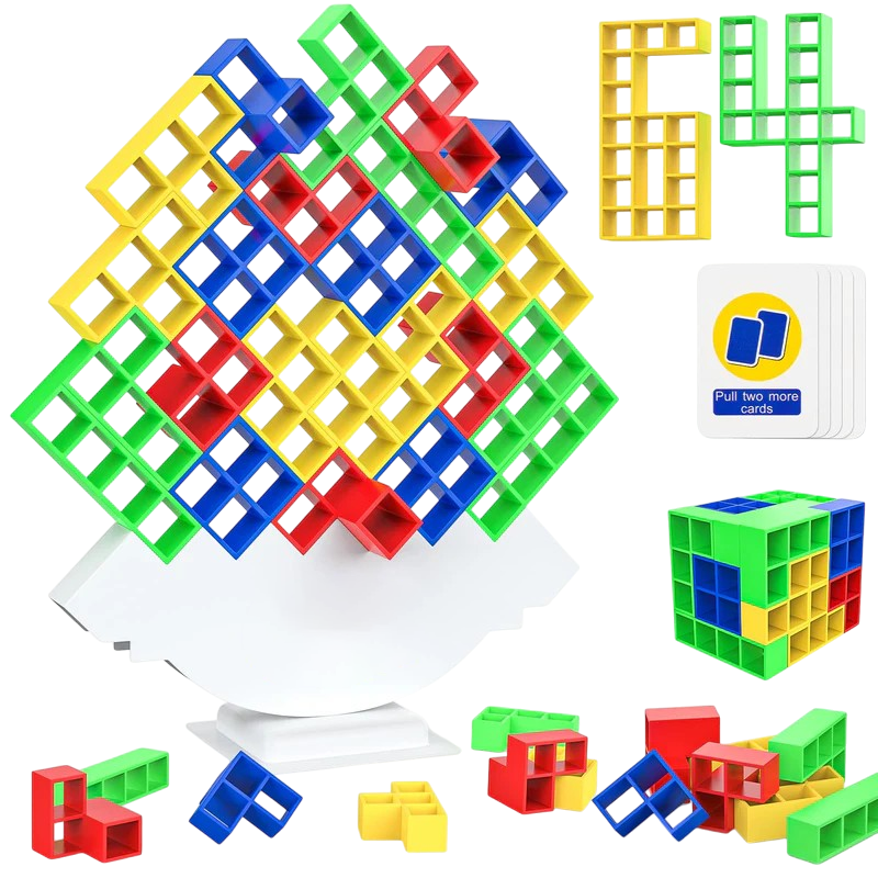64pcs Tetris Tower Balance Game, Educational Stacking