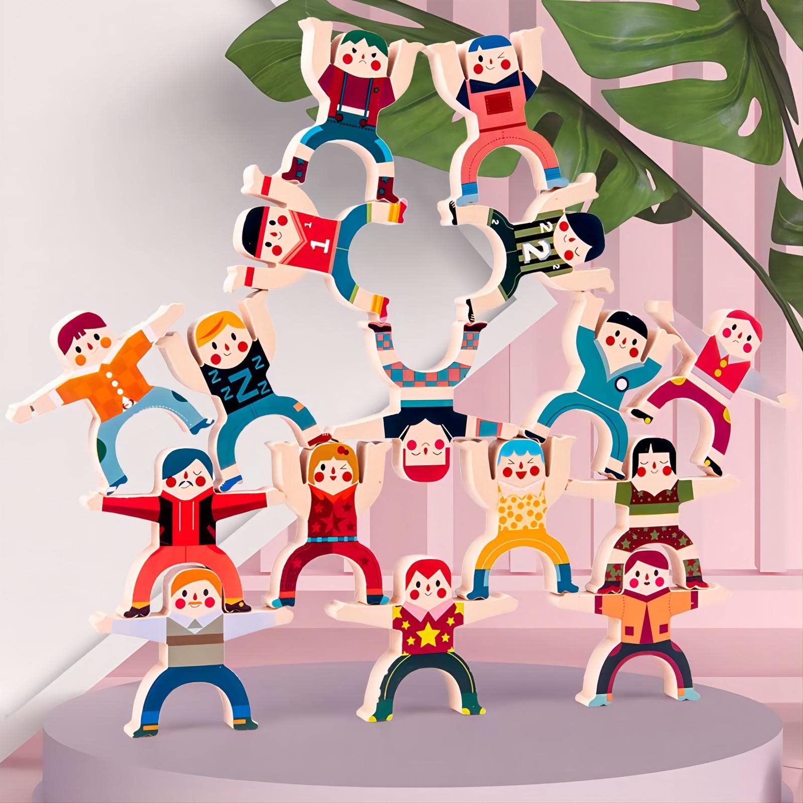 16-Piece Wooden Stacking Balance Game