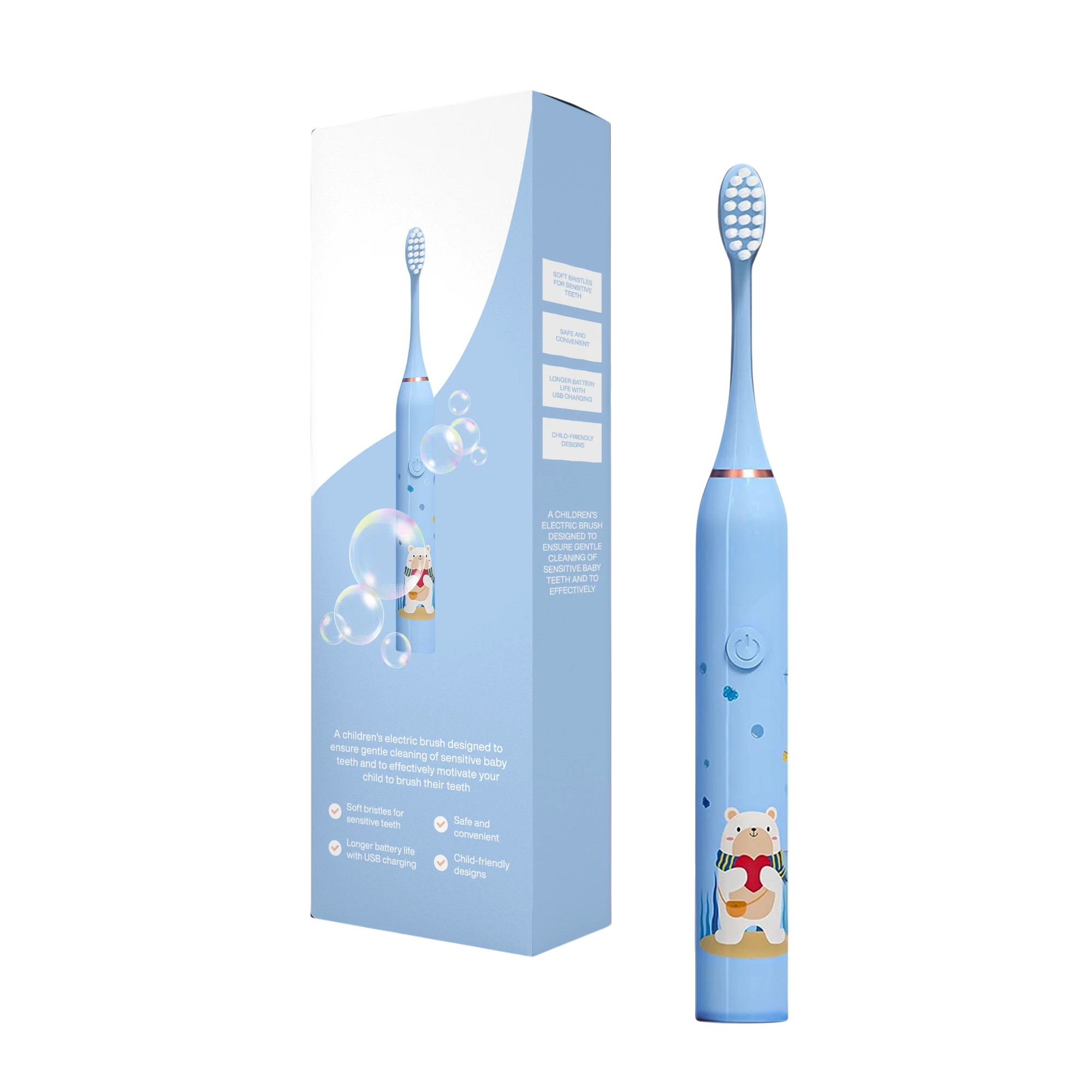 Electric Toothbrush Kids with Bear, Giraffe, Crocodile Rabbit Design