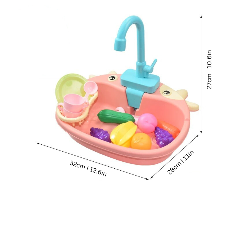 Electric Kitchen Sink Toy Set – Mini Pretend Dishwasher & Accessories
