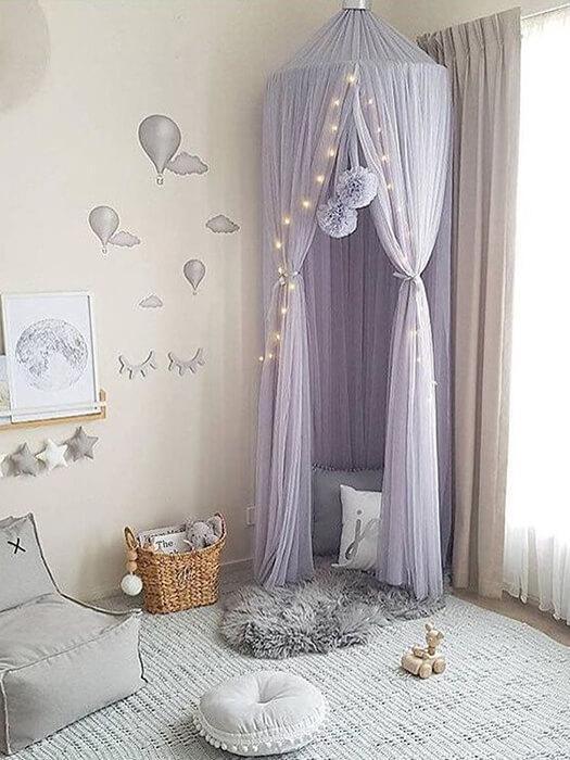 Round Crib Canopy with Dome Top, Mesh Curtain for Baby Nursery Decor