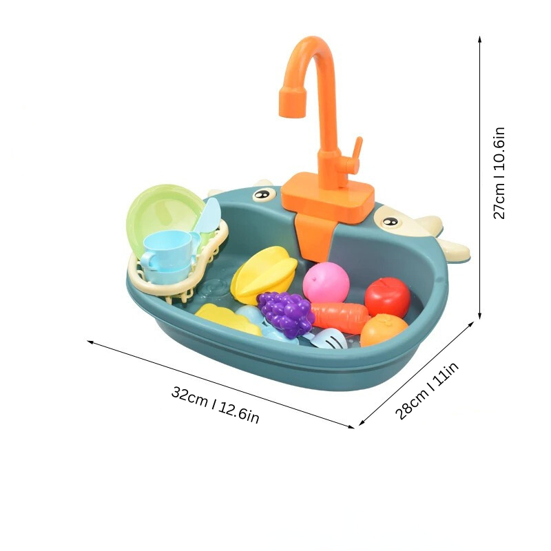 Electric Kitchen Sink Toy Set – Mini Pretend Dishwasher & Accessories