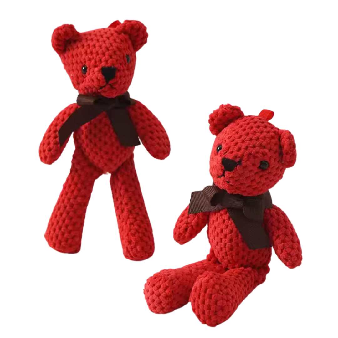 Set of 2 Handmade 100% Cotton Plush Teddy Bears – Soft Hanging Dolls