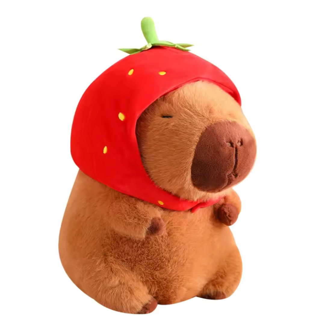 Capybara Plush Strawberry Hat or Turtle Backpack, Cotton 15.7 inches