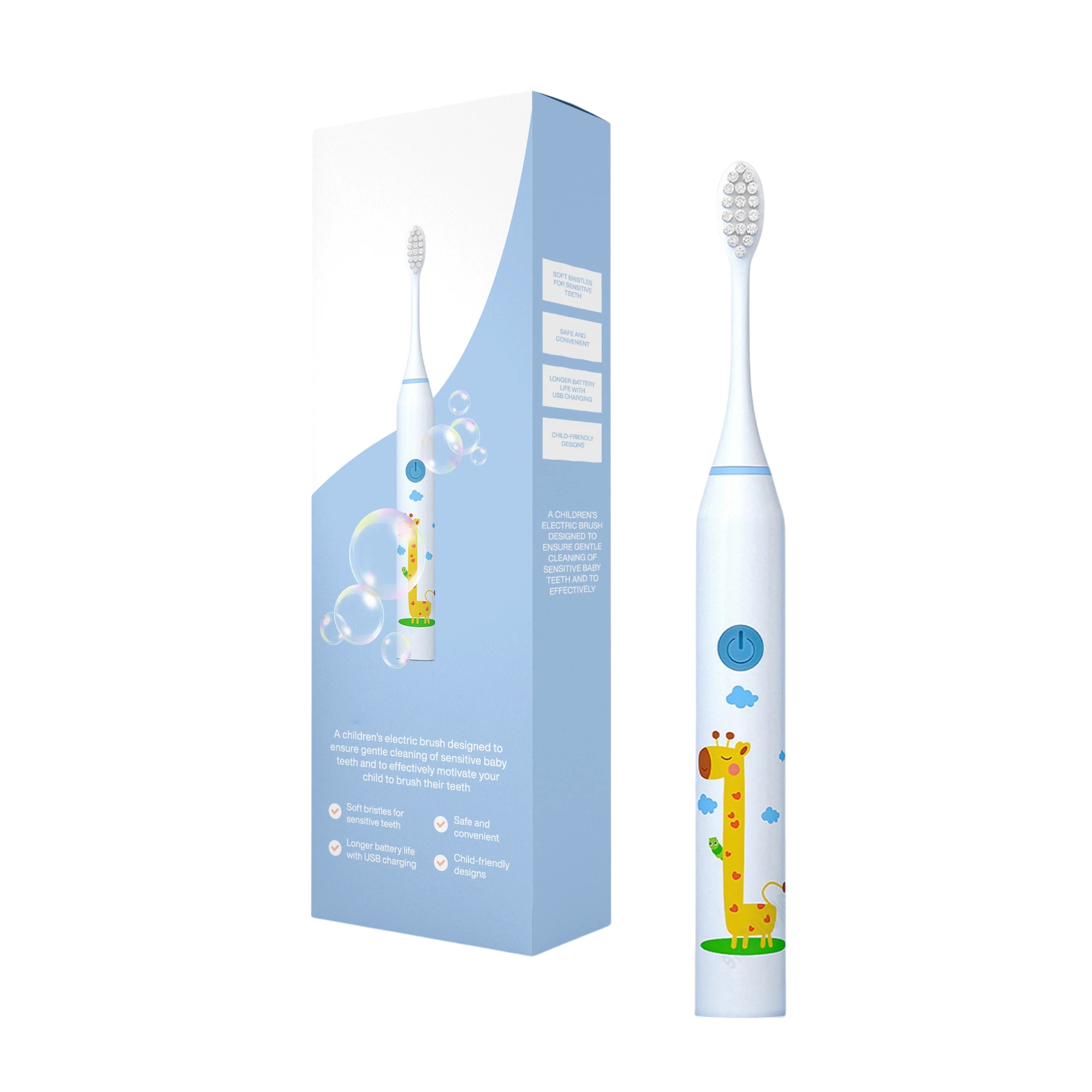Electric Toothbrush Kids with Bear, Giraffe, Crocodile Rabbit Design