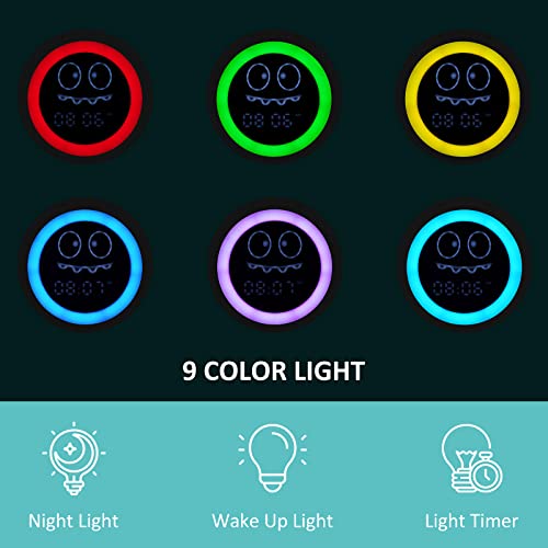 Toddler Sleep Training Clock with Night Light, Sounds & Wake Indicator