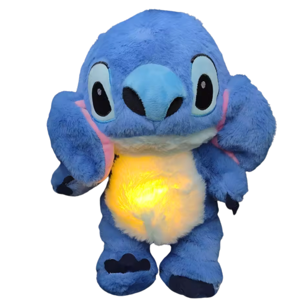 Blue Stitch-Inspired Breathing Plush Toy with Soothing Light and Sound
