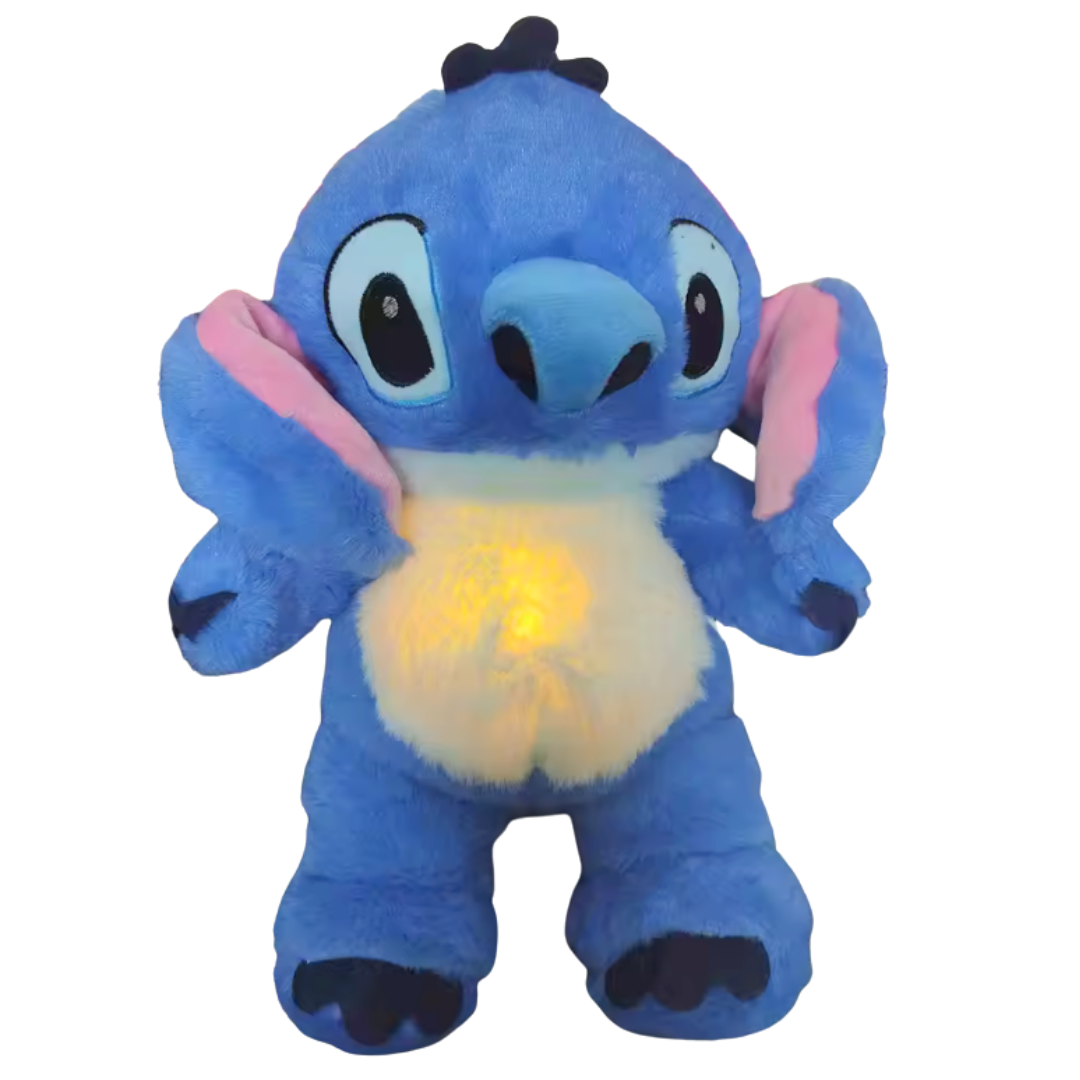 Blue Stitch-Inspired Breathing Plush Toy with Soothing Light and Sound