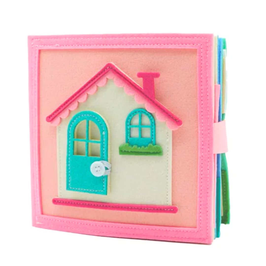 Montessori Activity Book, Removable Shapes, Pink House/Green Farm