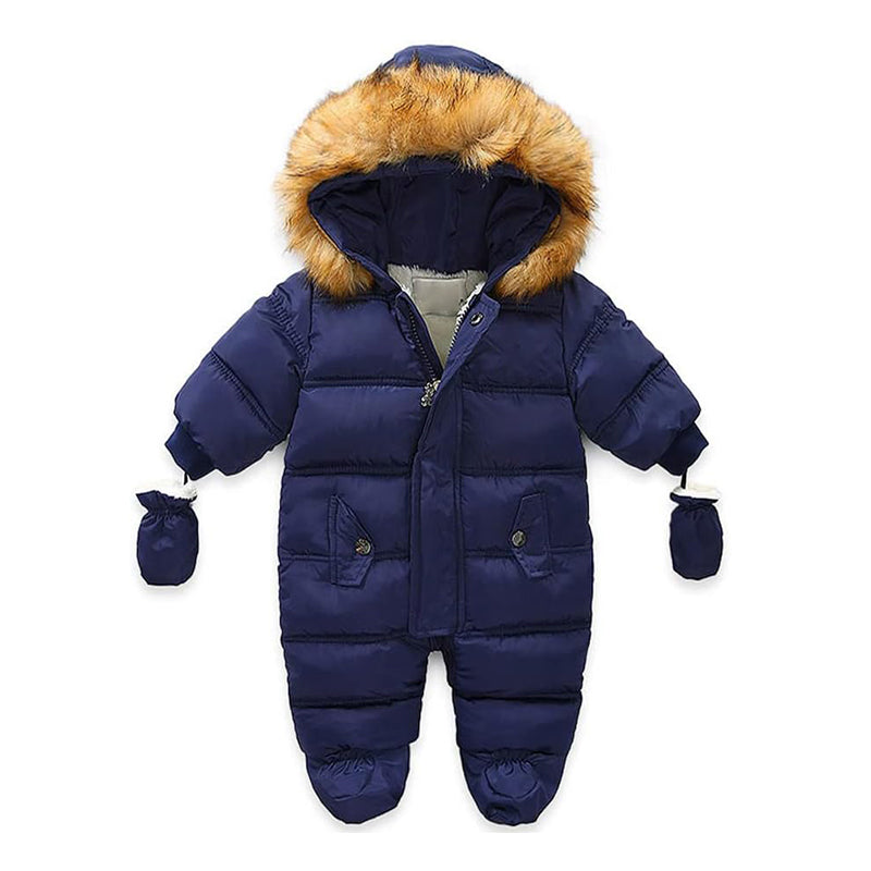 Baby Snowsuit with Hood & Mittens Waterproof Winter Romper