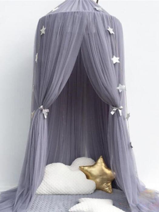 Round Crib Canopy with Dome Top, Mesh Curtain for Baby Nursery Decor