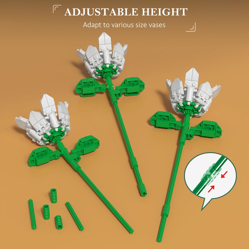 Flower Bouquet Set with 18 Botanical Stems, 1464PCS DIY Gift Kit